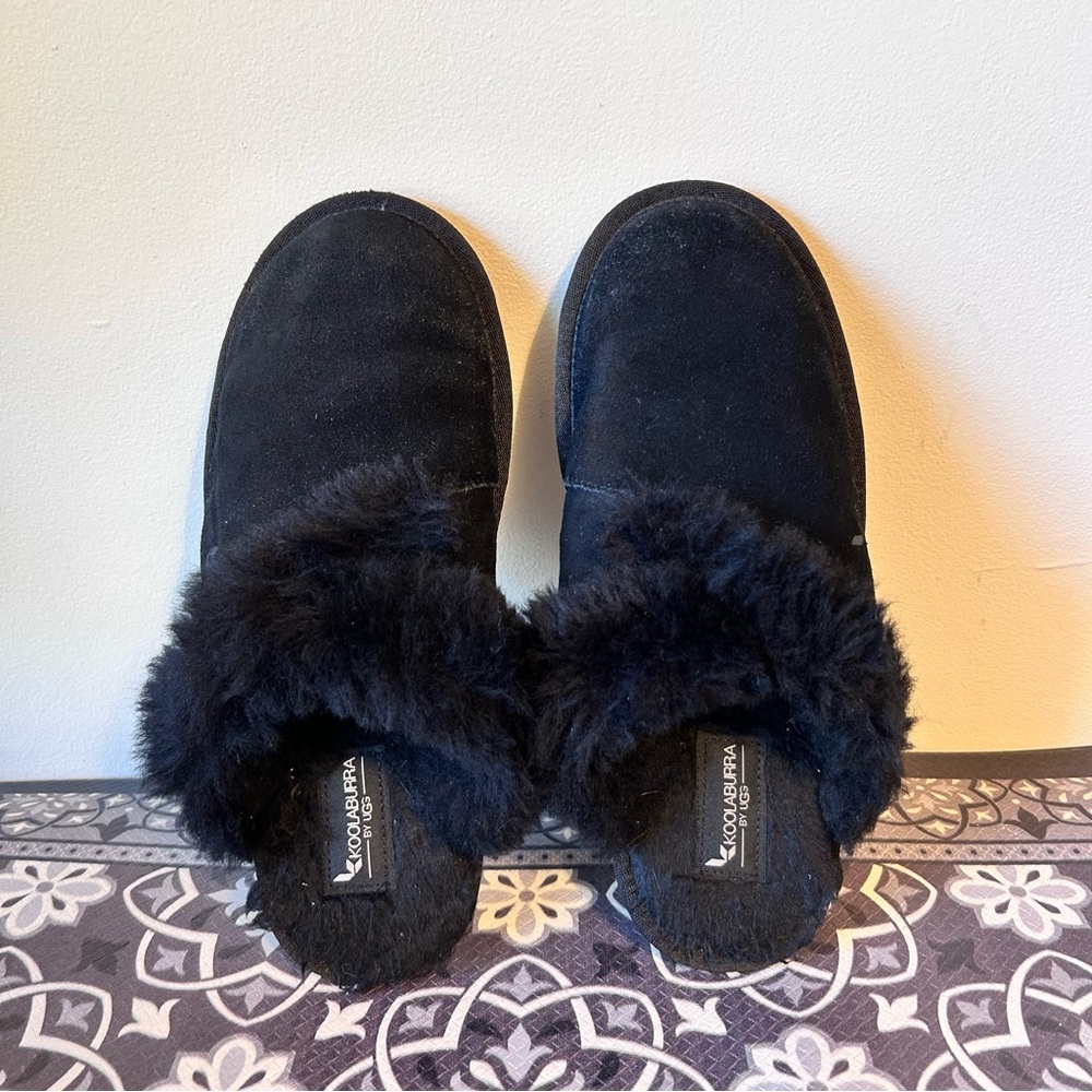 Koolaburra by UGG Milo Black Suede Fur Slippers